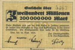 200 Millions Mark ALLEMAGNE Trier - Trèves 1923  TTB+