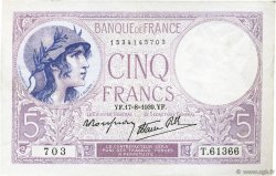 5 Francs FEMME CASQUÉE modifié FRANCE  1939 F.04.06 SPL