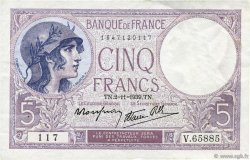 5 Francs FEMME CASQUÉE modifié FRANKREICH  1939 F.04.14 VZ