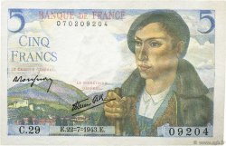 5 Francs BERGER FRANCE  1943 F.05.02