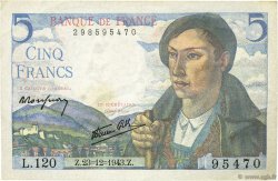 5 Francs BERGER FRANCE  1943 F.05.05