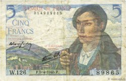 5 Francs BERGER FRANKREICH  1945 F.05.06 fSS