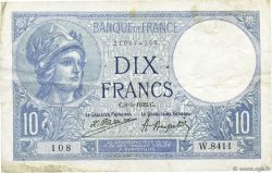 10 Francs MINERVE FRANCE  1922 F.06.06 pr.TTB