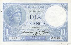 10 Francs MINERVE modifié FRANCE  1939 F.07.03 pr.SUP