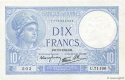10 Francs MINERVE modifié FRANCE  1939 F.07.06 SPL
