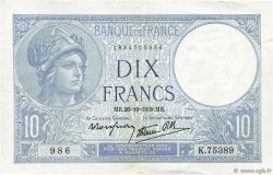 10 Francs MINERVE modifié FRANCE  1939 F.07.13 SUP