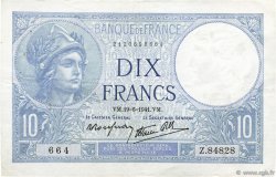 10 Francs MINERVE modifié FRANCE  1941 F.07.29 pr.SUP