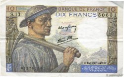10 Francs MINEUR FRANCE  1942 F.08.04 TTB