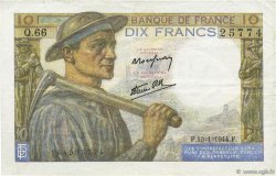 10 Francs MINEUR FRANCE  1944 F.08.10 TTB+