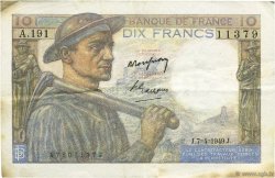10 Francs MINEUR FRANCE  1949 F.08.21 XF-