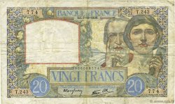 20 Francs TRAVAIL ET SCIENCE FRANCE  1939 F.12.01 TB+