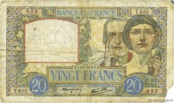 20 Francs TRAVAIL ET SCIENCE FRANCE  1940 F.12.04 TB