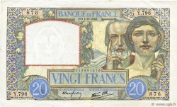 20 Francs TRAVAIL ET SCIENCE FRANCE  1940 F.12.05 pr.SUP