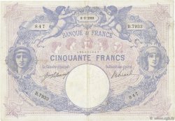 50 Francs BLEU ET ROSE FRANCE  1918 F.14.31 TB+