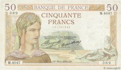 50 Francs CÉRÈS FRANCE  1936 F.17.23 TTB