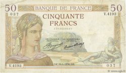 50 Francs CÉRÈS FRANKREICH  1936 F.17.24