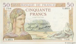 50 Francs CÉRÈS FRANCE  1936 F.17.29 TTB+