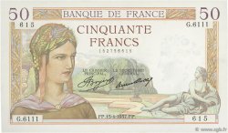 50 Francs CÉRÈS FRANCE  1937 F.17.37 SUP+