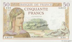50 Francs CÉRÈS FRANCE  1937 F.17.37 SUP+