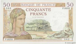 50 Francs CÉRÈS modifié FRANCE  1938 F.18.15 SUP+