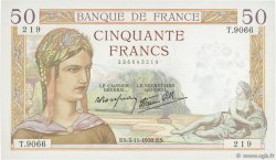 50 Francs CÉRÈS modifié FRANKREICH  1938 F.18.18