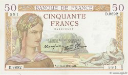 50 Francs CÉRÈS modifié FRANCE  1939 F.18.22 TTB+