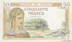 50 Francs CÉRÈS modifié FRANKREICH  1939 F.18.28