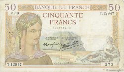 50 Francs CÉRÈS modifié FRANCE  1940 F.18.41 F+
