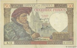 50 Francs JACQUES CŒUR FRANCE  1940 F.19.02 TTB
