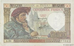 50 Francs JACQUES CŒUR FRANCE  1940 F.19.03 TTB