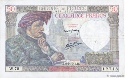 50 Francs JACQUES CŒUR FRANCE  1941 F.19.10 TB