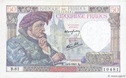 50 Francs JACQUES CŒUR FRANCE  1941 F.19.11 TTB