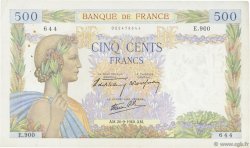 500 Francs LA PAIX FRANCE  1940 F.32.06 TTB