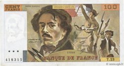 100 Francs DELACROIX modifié FRANCE  1980 F.69.04a TTB