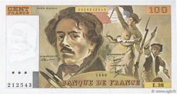 100 Francs DELACROIX modifié FRANCE  1980 F.69.04a XF+