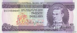 20 Dollars BARBADOS  1973 P.34a