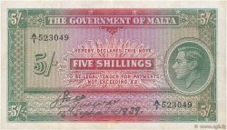 5 Shillings MALTE  1939 P.12