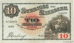 10 Kronor SUÈDE  1940 P.34w TTB+