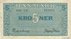 5 Kroner DANEMARK  1949 P.035f TB+