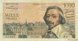 1000 Francs RICHELIEU FRANCE  1953 F.42.02 B+