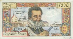 5000 Francs HENRI IV FRANCE  1957 F.49.03 TB+