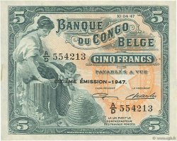 5 Francs CONGO BELGE  1947 P.13Ad SUP+