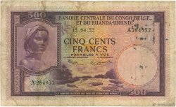 500 Francs CONGO BELGE  1953 P.28a B+