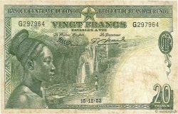 20 Francs CONGO BELGE  1953 P.26 TTB