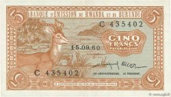 5 Francs RWANDA BURUNDI  1960 P.01 SUP à SPL