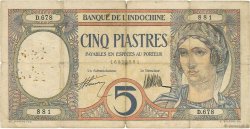 5 Piastres INDOCHINE FRANÇAISE  1927 P.049b B