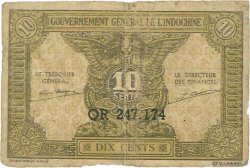 10 Cents INDOCHINE FRANÇAISE  1942 P.089a B