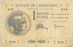 1 Roupie - 1 Rupee INDE FRANÇAISE  1936 P.04d pr.TB