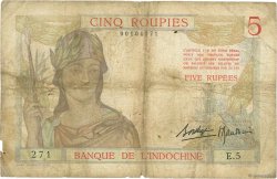 5 Roupies - 5 Rupees INDE FRANÇAISE  1937 P.05a B