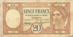 20 Francs DJIBOUTI  1936 P.07a B+